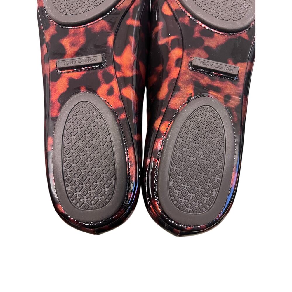 Tory Burch Minnie Ballet Flats Women’s 8.5 Tortoise Patent Logo Slip-On - Picture 7 of 11